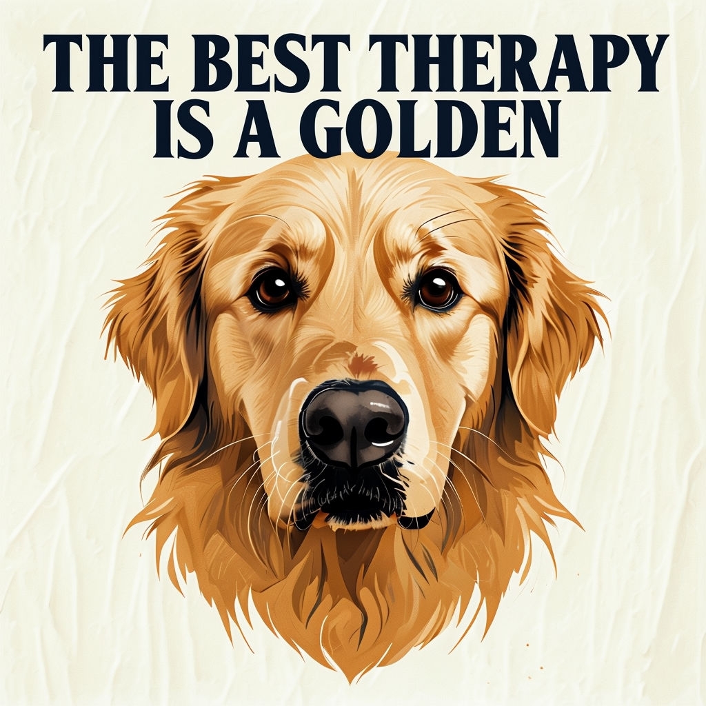 Golden Retriever Therapy Dog Illustration T-Shirt