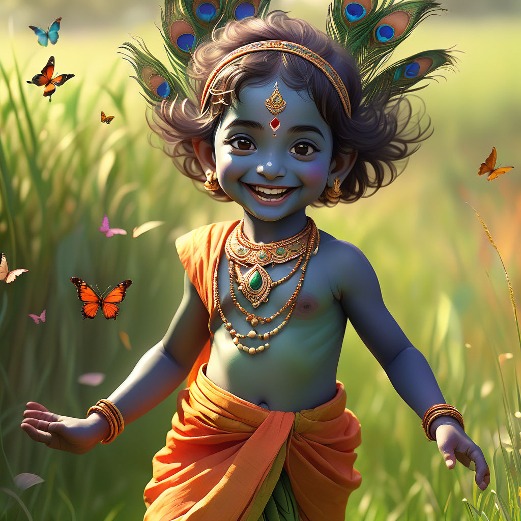 Blue-skinned child with rosy cheeks by Hemalatha Ravi - Playground