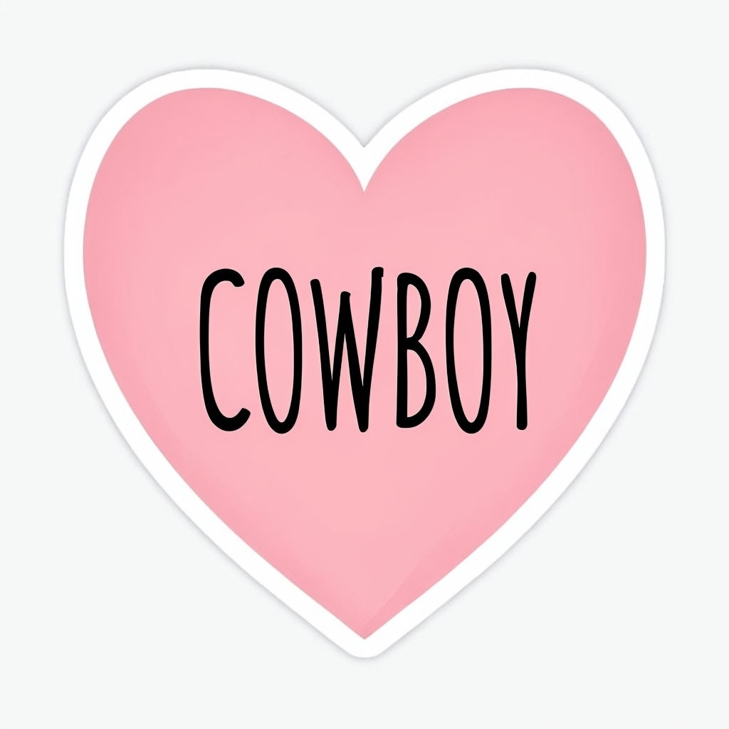 Playful Heart-Shaped Cowboy Text Sticker Design