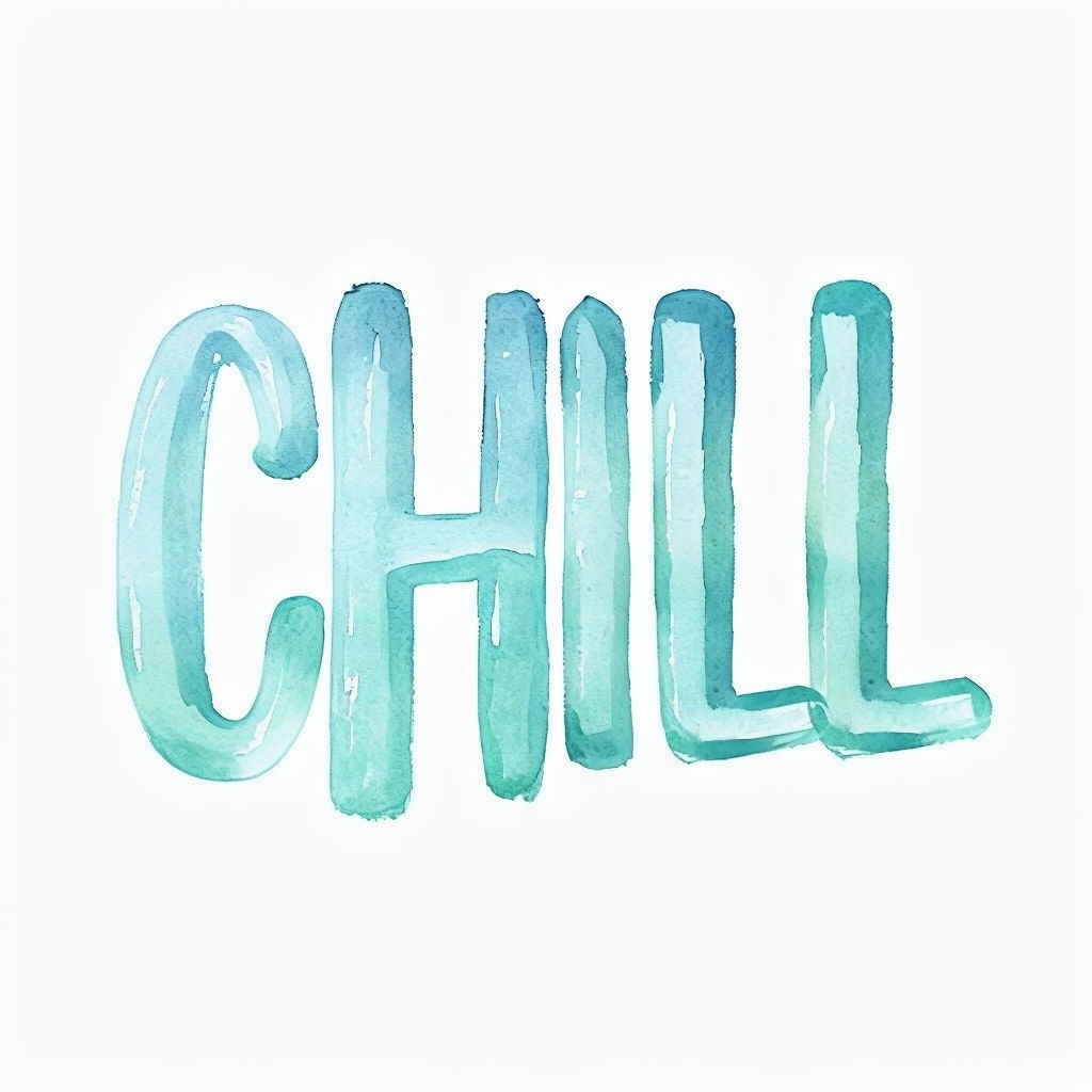 Chill Hand-Lettered Watercolor Style Soft 3D Sticker