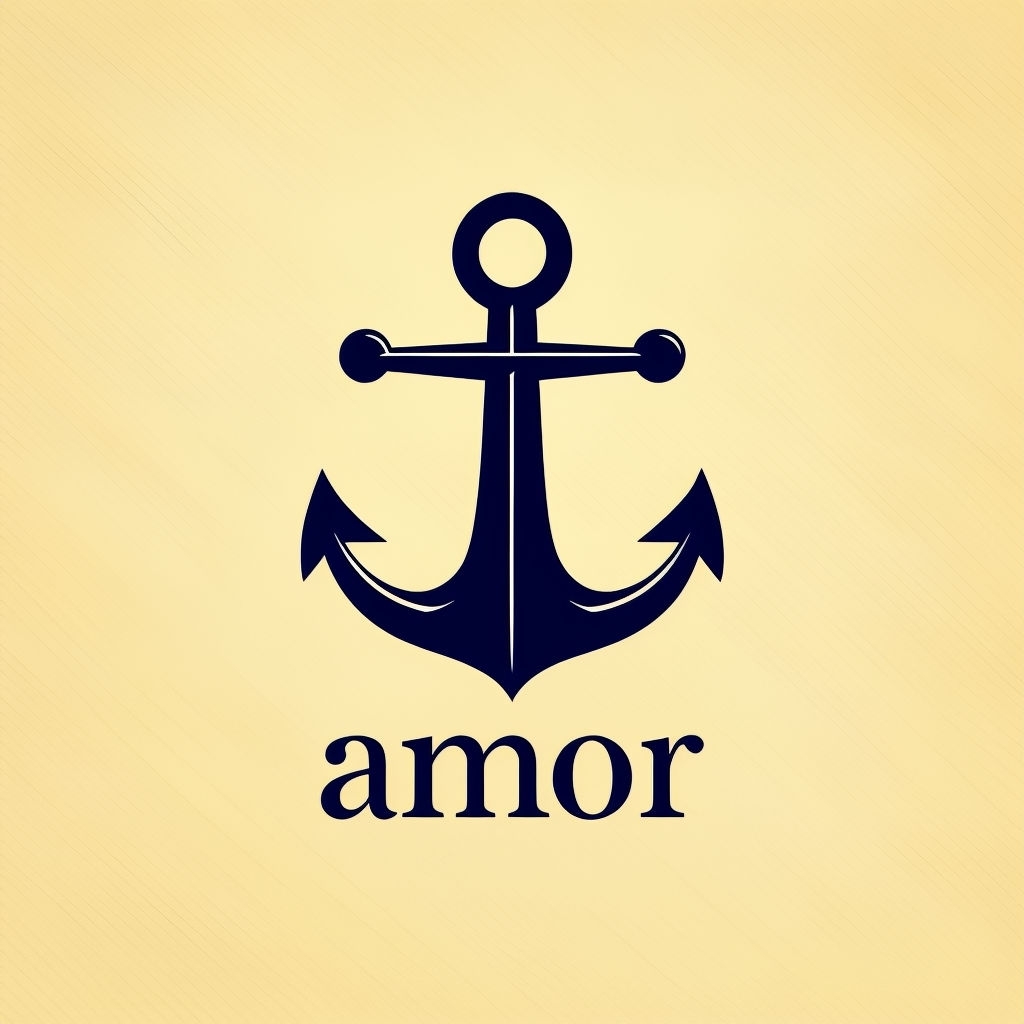 Minimalist Navy Blue Anchor with Amor Text T-Shirt