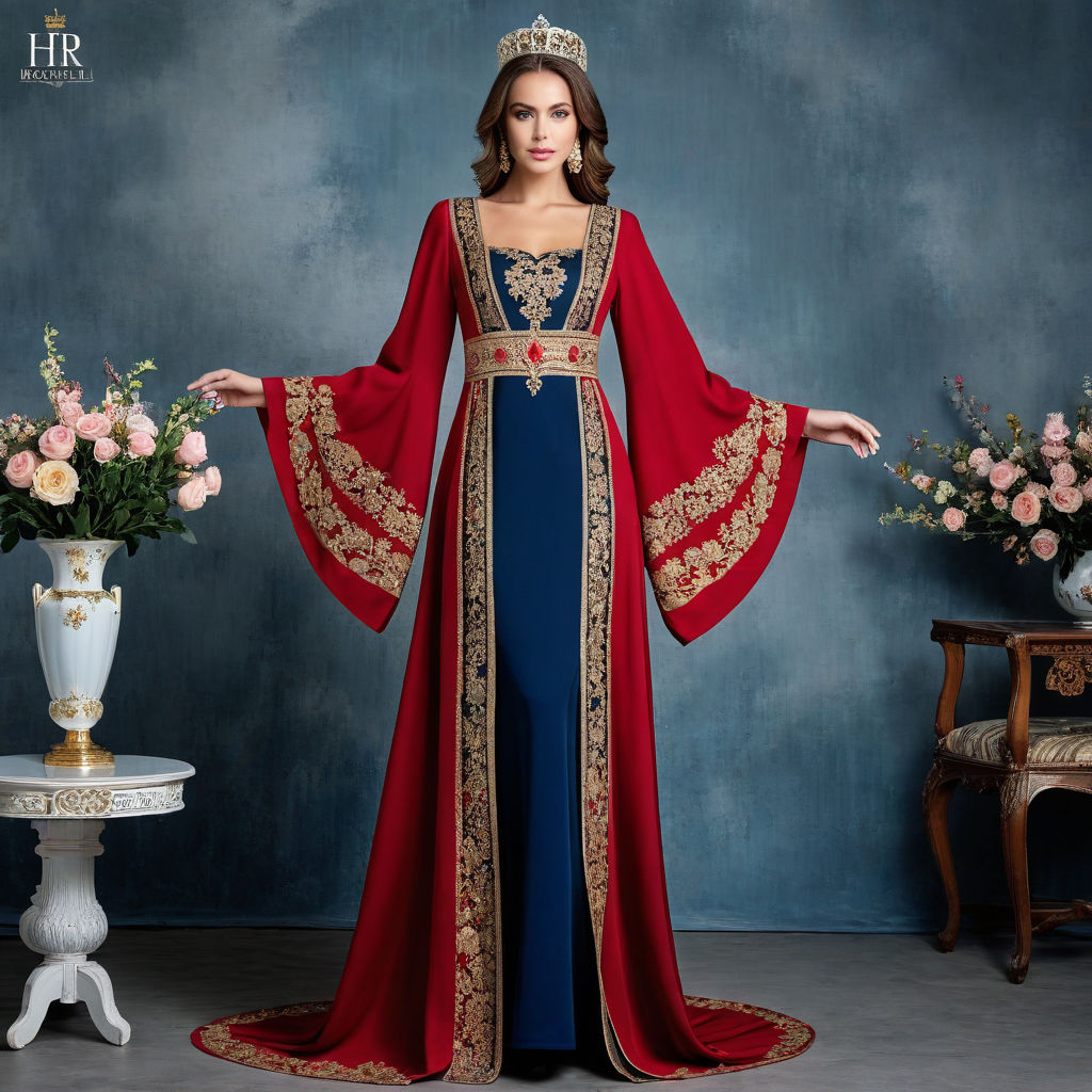 Wide royal female dress with wide sleeves by Technik - Playground