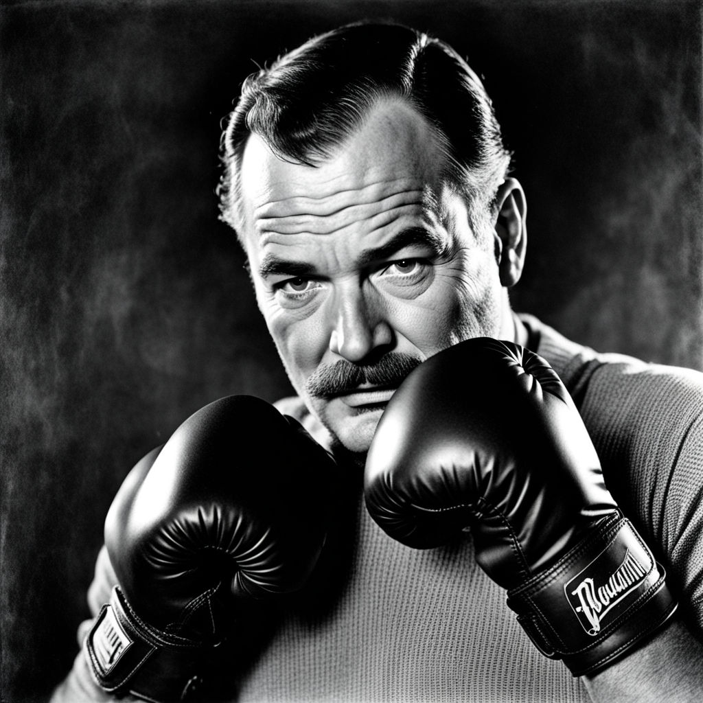 Ernest Hemingway donning boxing gloves by Humberto Conzo Jr. - Playground