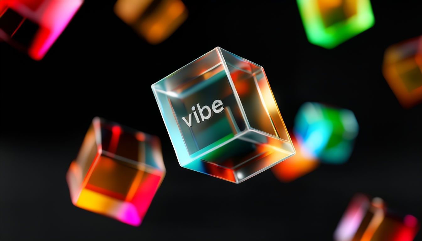 Translucent Cubes with 'Vibe' Engraved Modern Abstract Poster