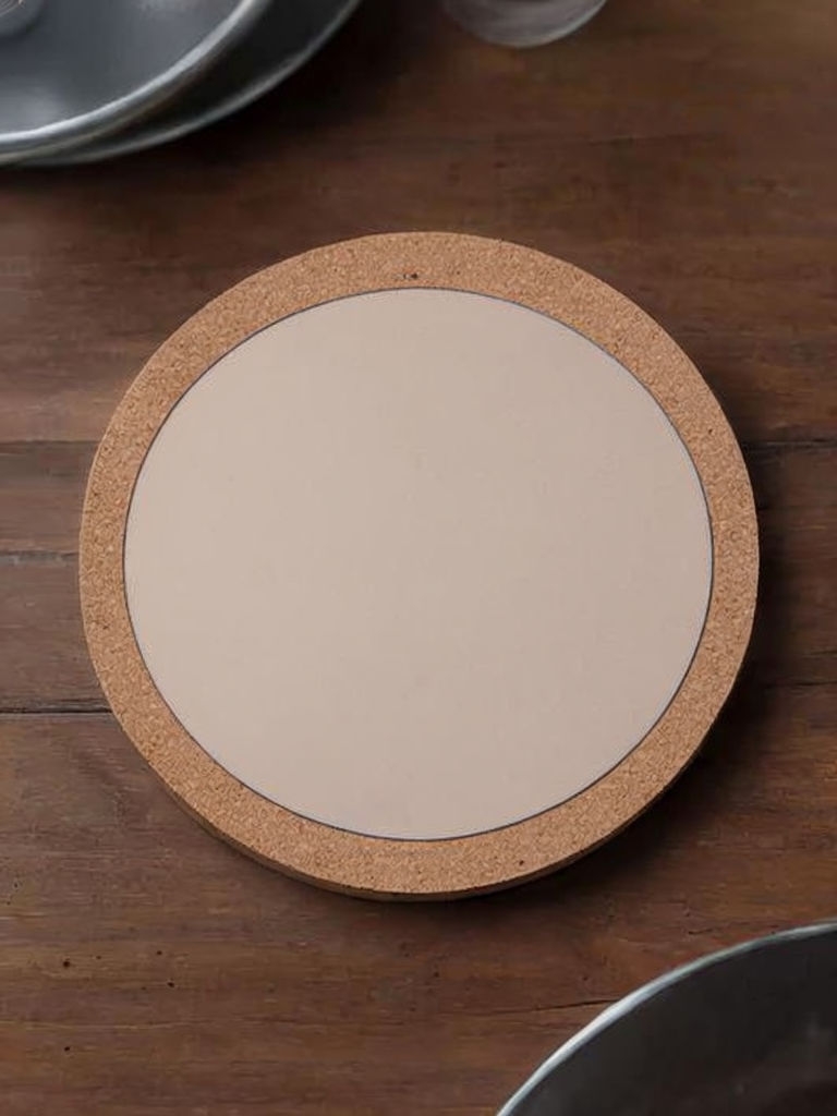 Blank Round Coaster Mockup on Wooden Table for Custom Design Mockup