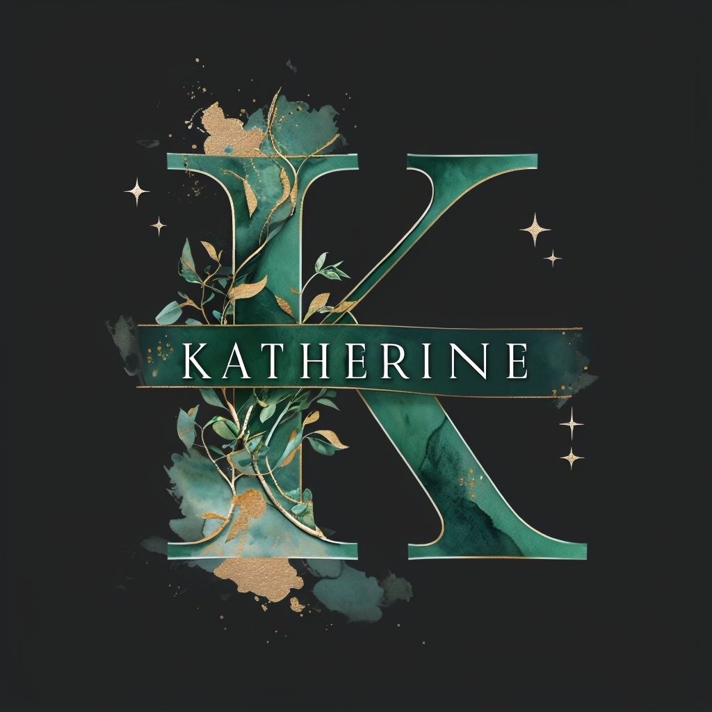 Elegant Emerald Green K Monogram Design with Floral Accents Monogram