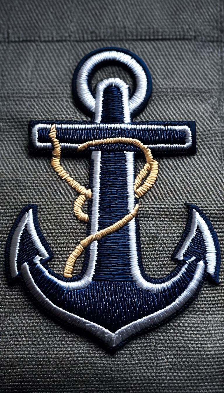 Classic Nautical Anchor Embroidered Patch Design Phone Case Cover