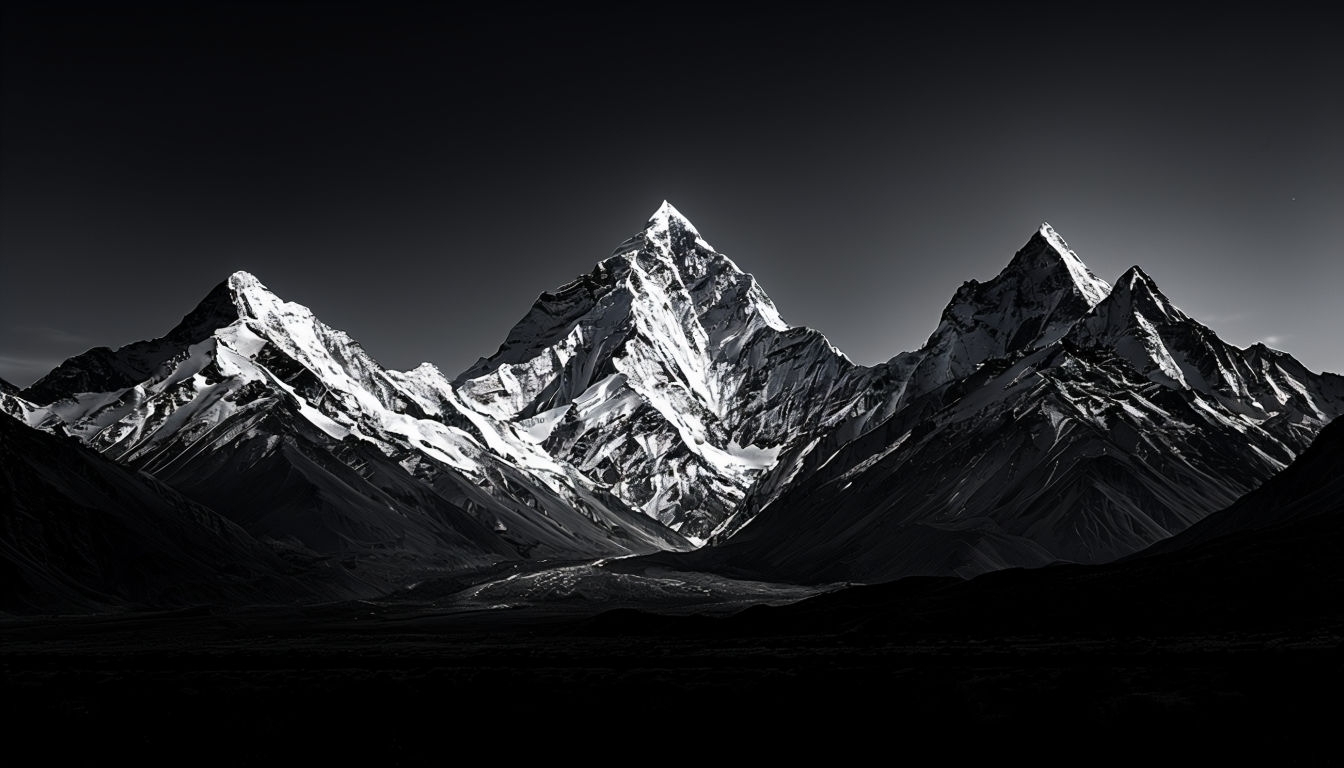 Dramatic Black and White Mountain Peaks Landscape Virtual Backgrounds