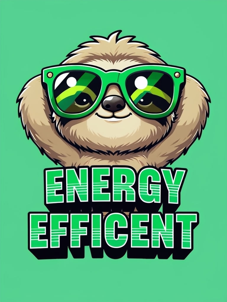 Cheerful Cartoon Sloth with Green Sunglasses T-Shirt