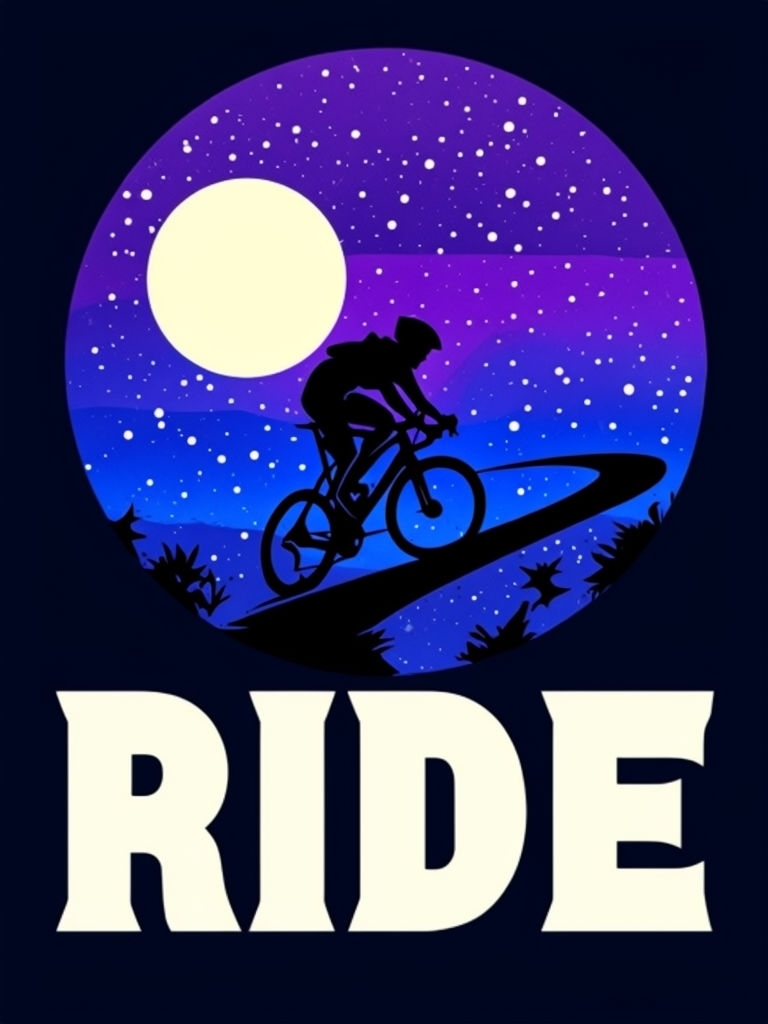 Dynamic Cyclist Silhouette Against Starry Night T-Shirt