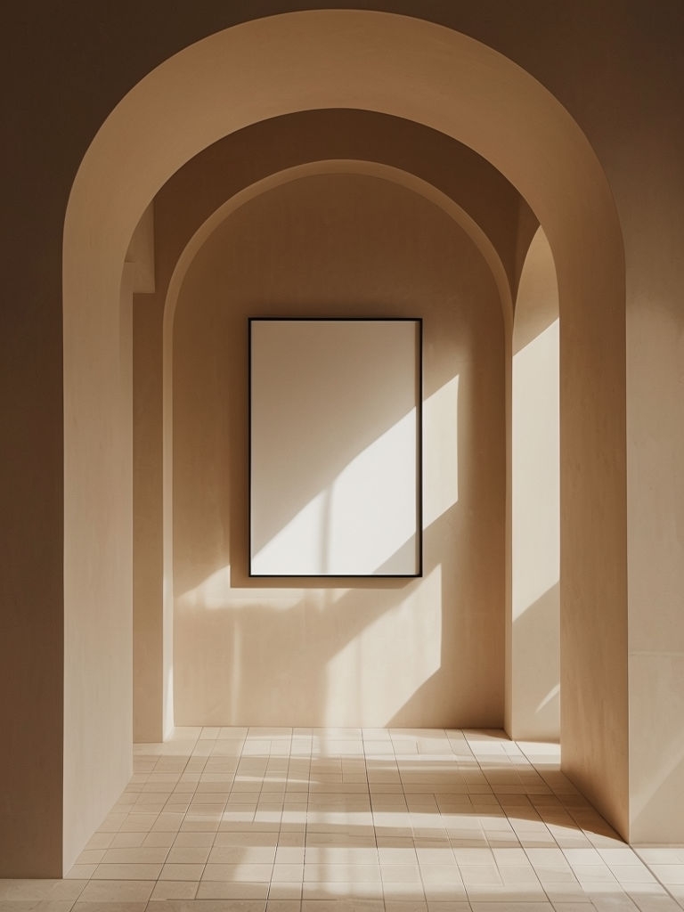 Minimalist Interior Alcove with Architectural Archway Mockup