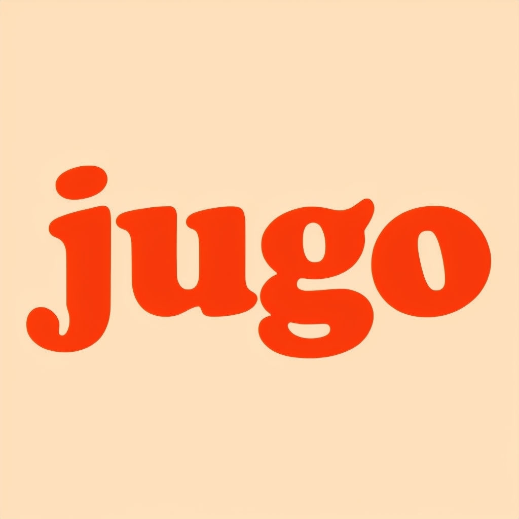 Bold Retro Jugo Typography on Light Apricot Background Logo