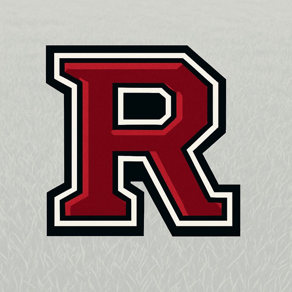 Bold Crimson Letter R Monogram Design on Light Gray Background Monogram