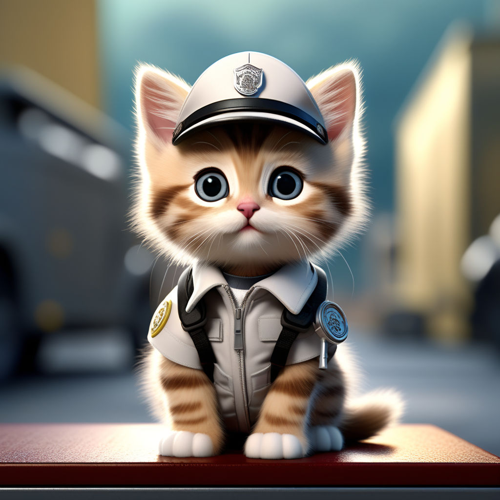 Tiny kitten upright as a german paramedic cartoon by chripher - Playground