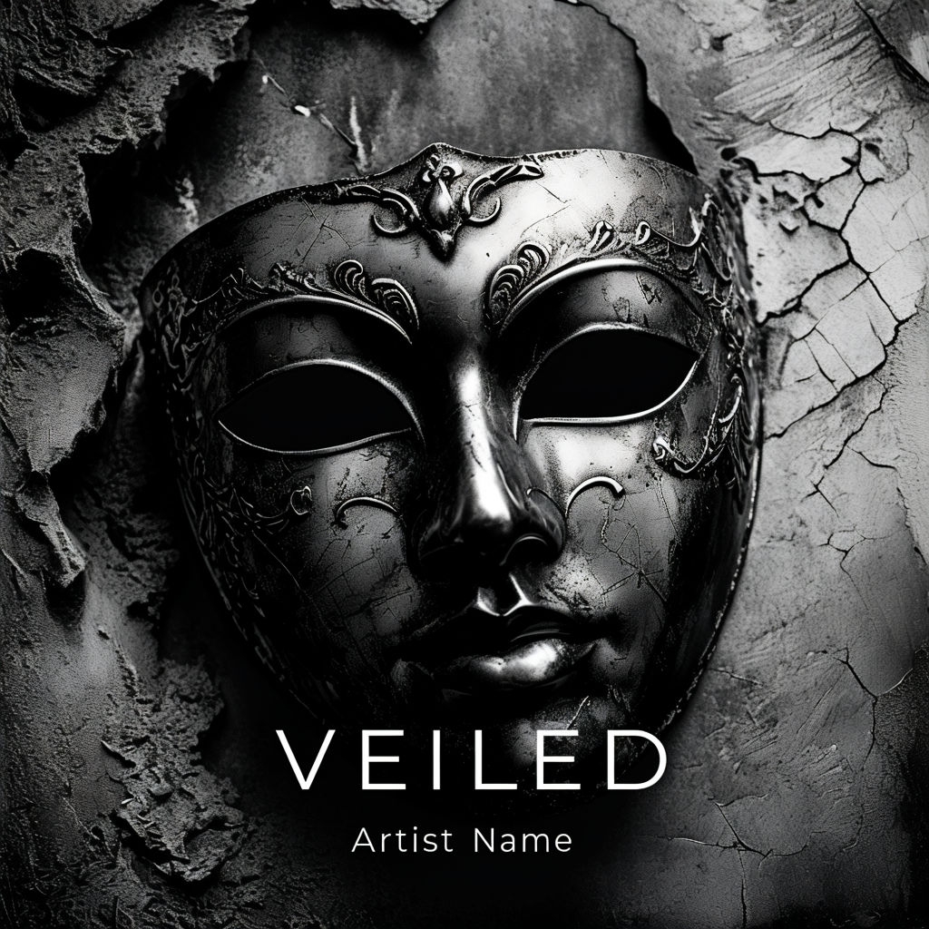 Ornate Monochrome Masquerade Mask Album Cover Design Spotify Album Cover
