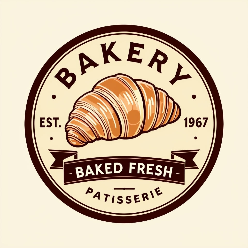 Elegant Bakery Logo Featuring Baked Fresh Croissant Design