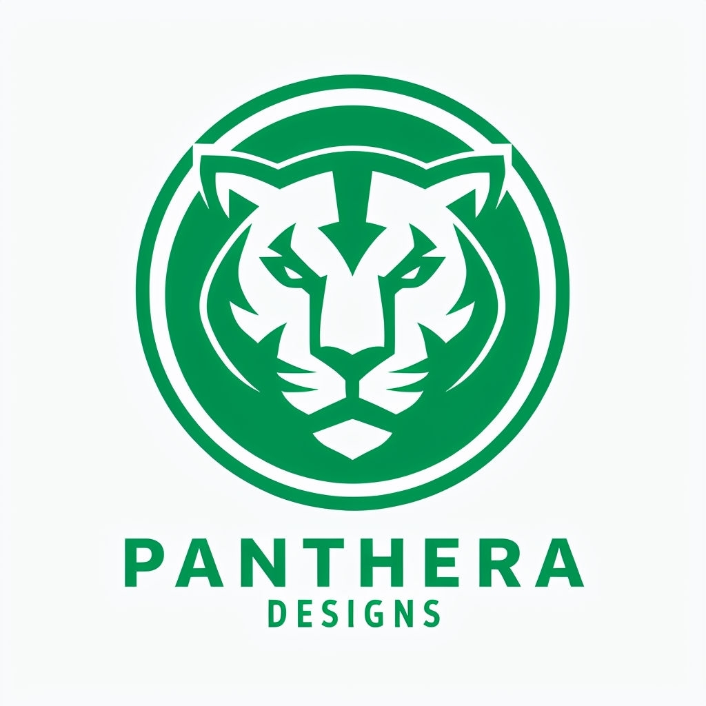 Modern Geometric Panther Face Logo Design in Emerald Green