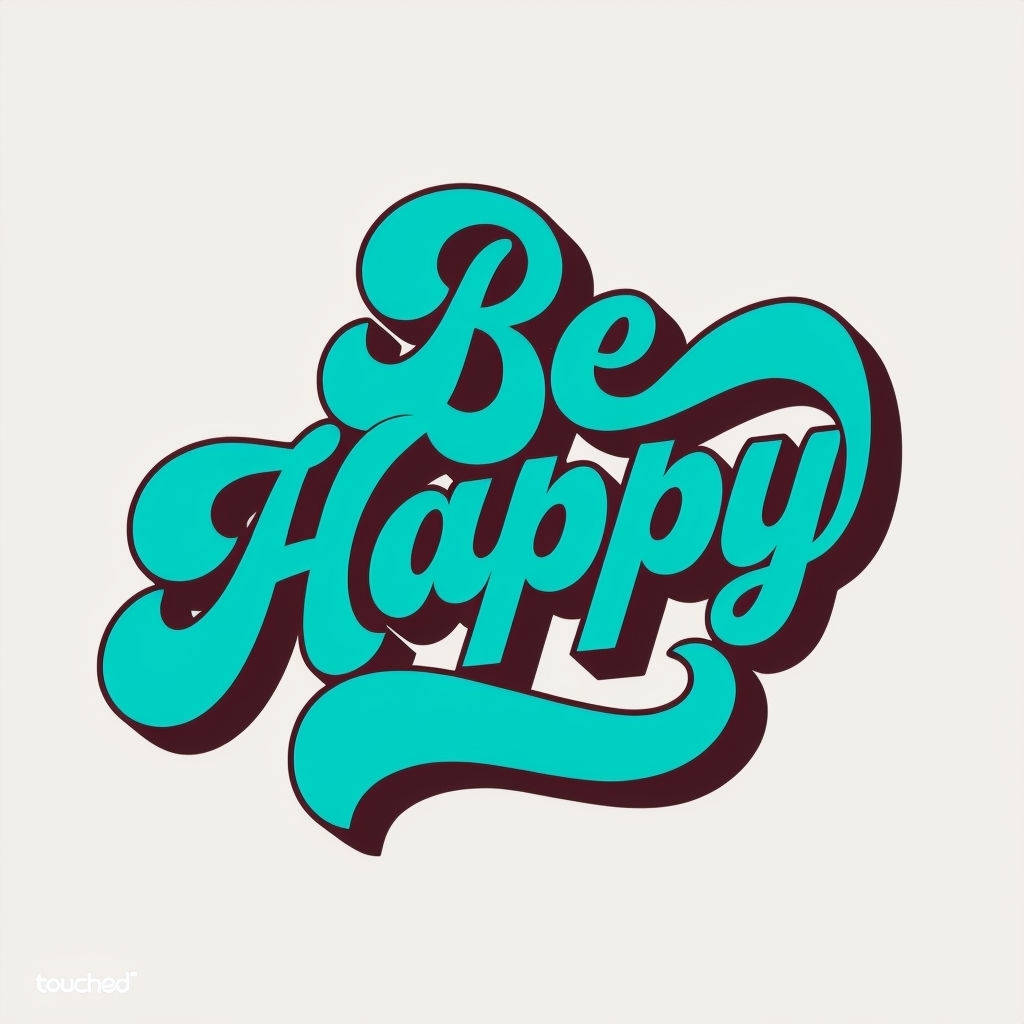 Vibrant Turquoise 'Be Happy' Motivational Art Print Mug