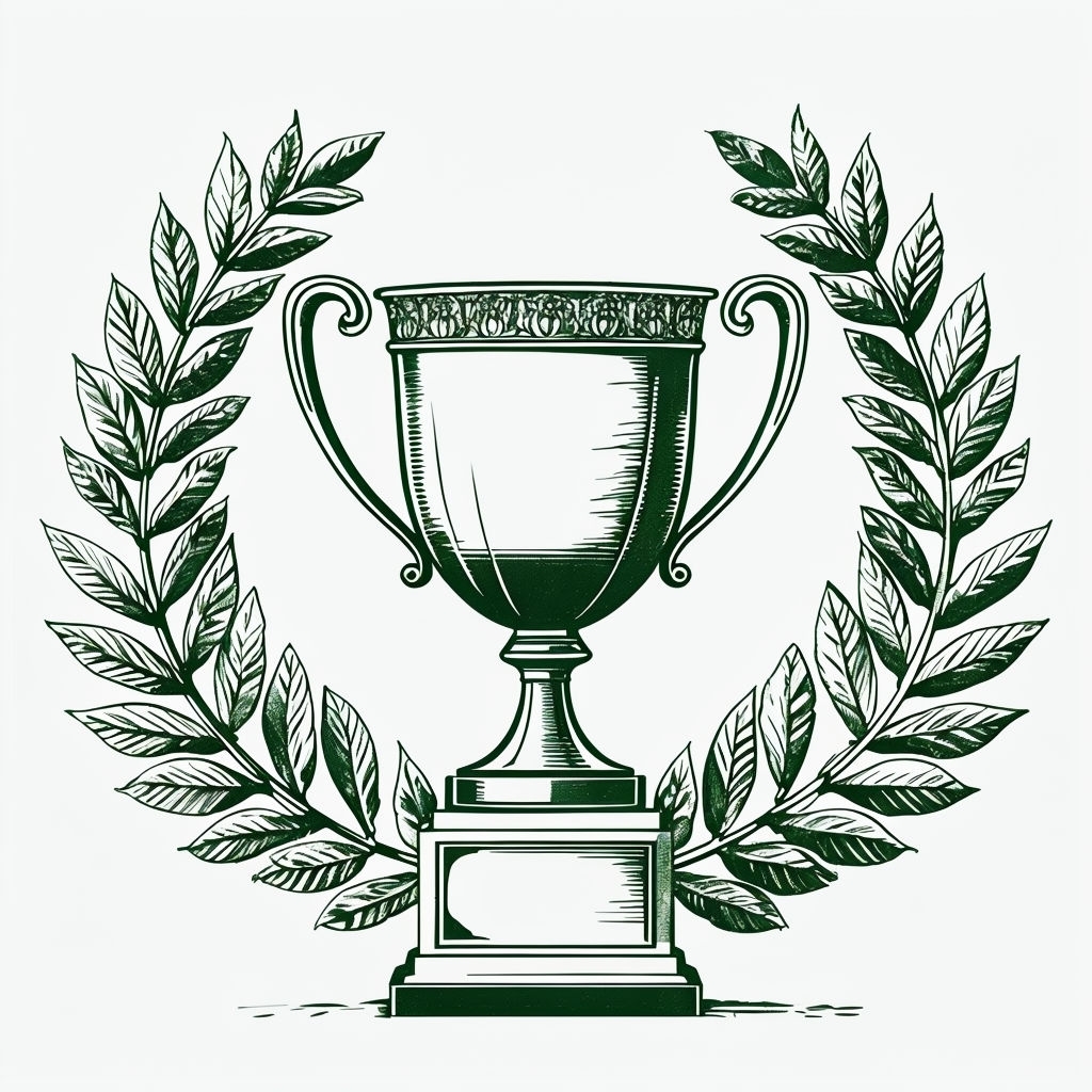 Elegant Green Trophy with Laurel Wreath Detailed Logo