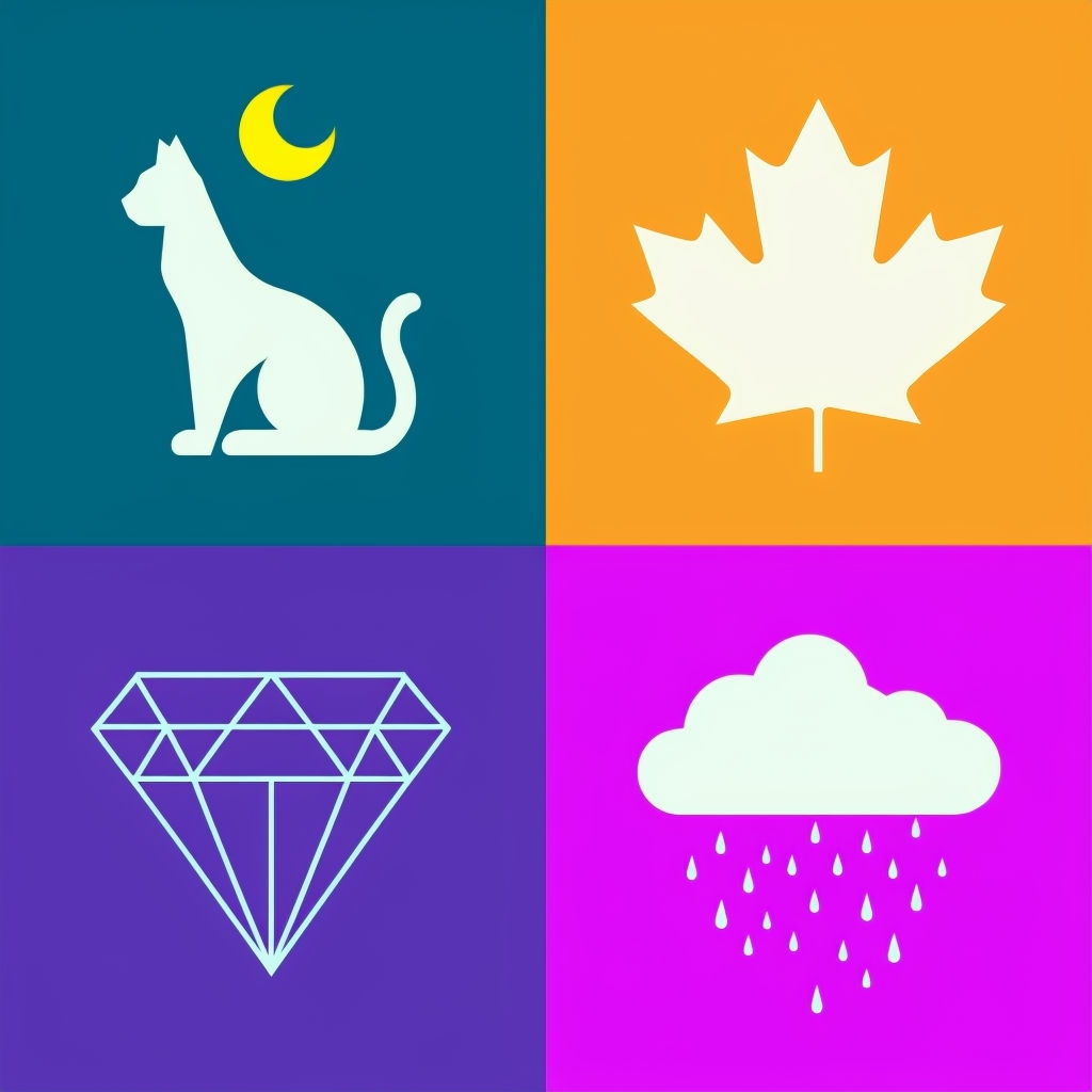 Vibrant Minimalist Quadrant Design with Stylized Symbols Seamless Pattern
