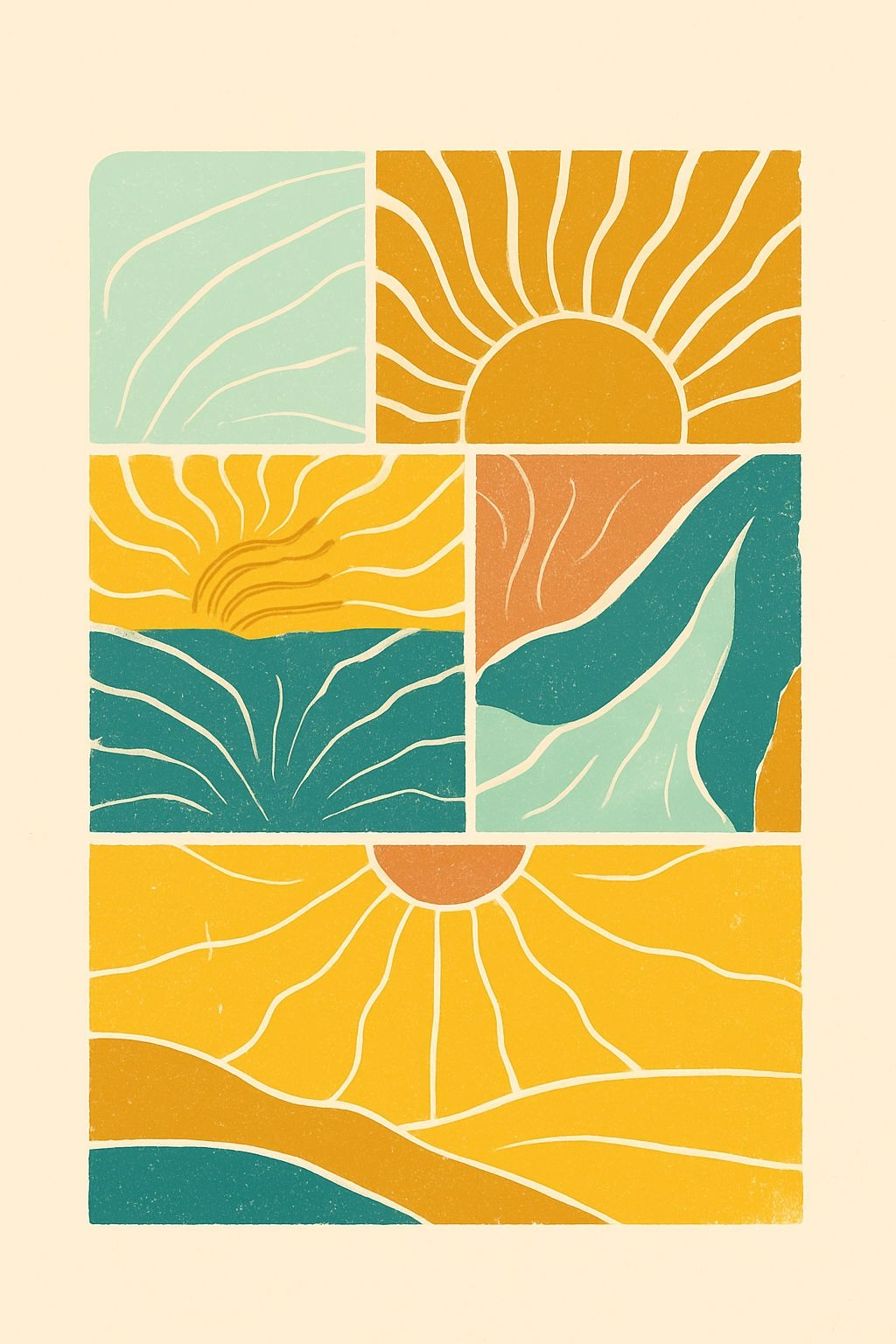 Vintage-Inspired Abstract Natural Elements T-Shirt Design