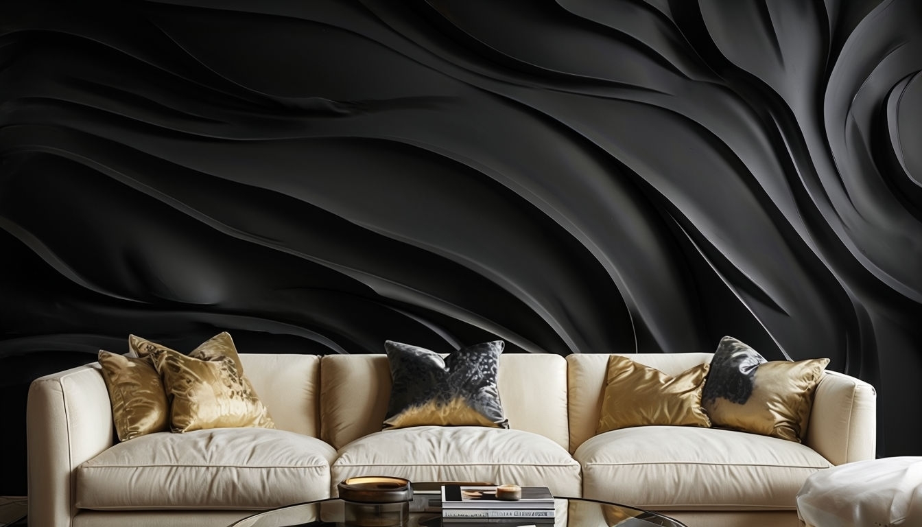 Elegant Black Wallpaper Living Room Virtual Background