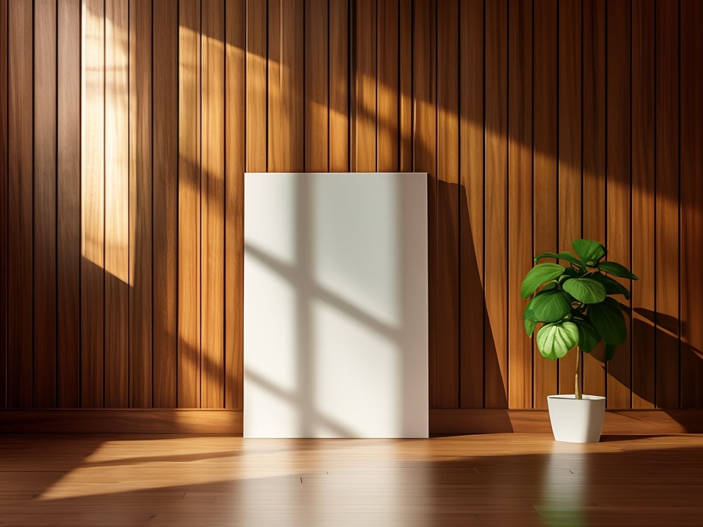 Minimalist Scandinavian Interior Scene with Blank Poster Mockup