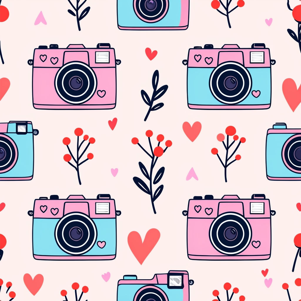  Vintage Camera Seamless Pattern 