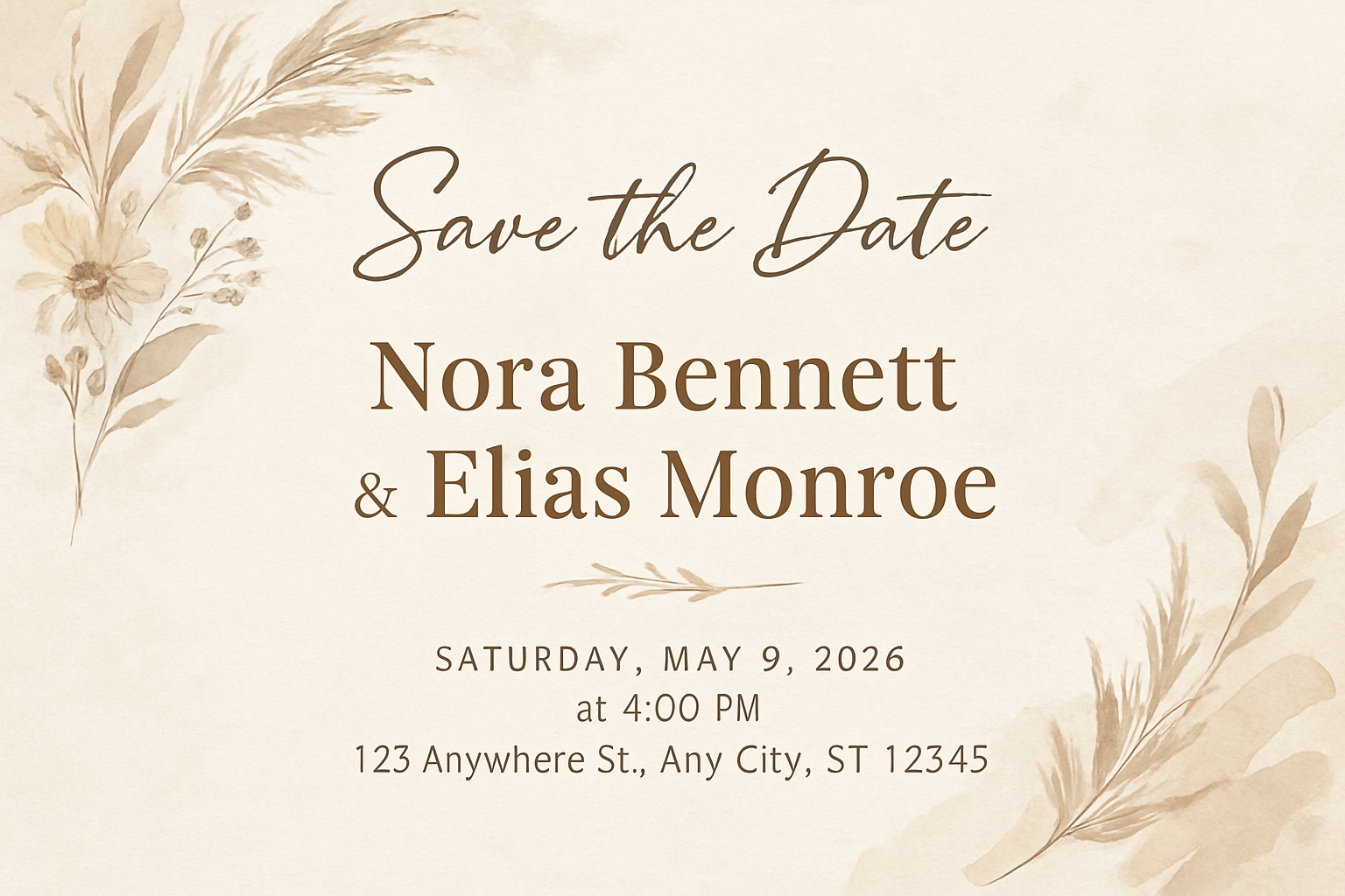 Elegant Watercolor Floral Save the Date Card Design for Weddings Cards & Invites