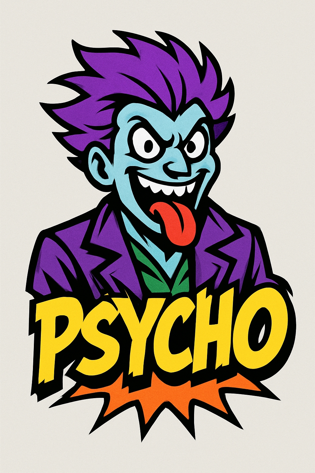 Vibrant Comic Style Psycho Clown Illustration T-Shirt