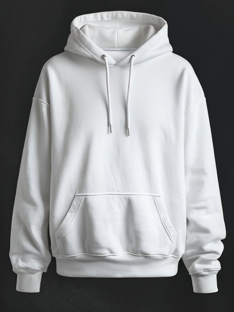 Minimalistic White Hoodie Design on Dark Background Mockup