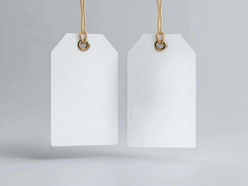 Minimalist White Tag Design with Strings and Eyelets Mockup