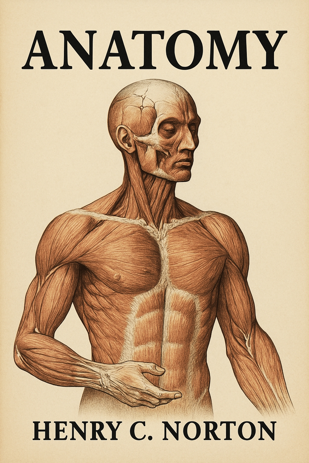 Vintage Male Anatomy Illustration for Medical Textbook Cover EBook Cover