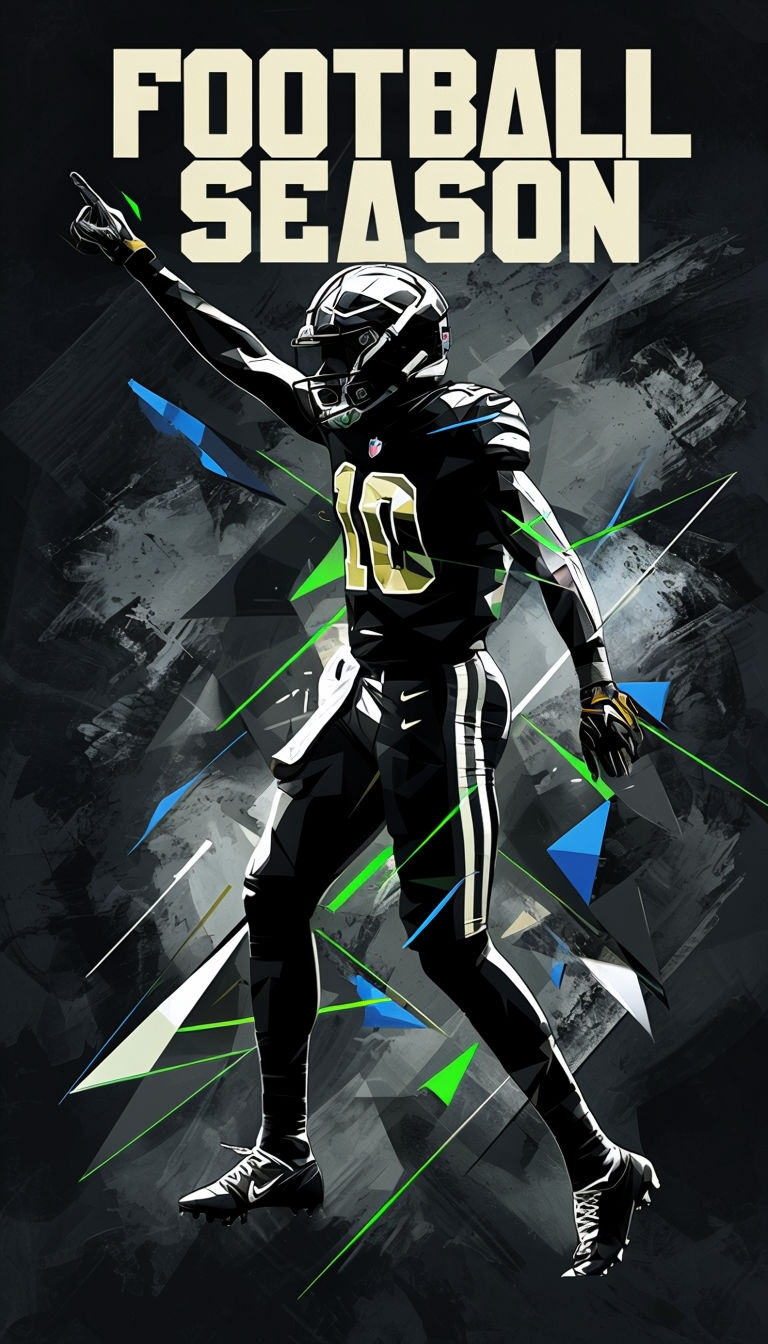 Football Season Dynamic Player Illustration Mobile Wallpaper