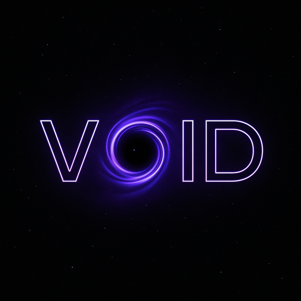 Futuristic Neon Purple VOID Logo with Black Hole Effect