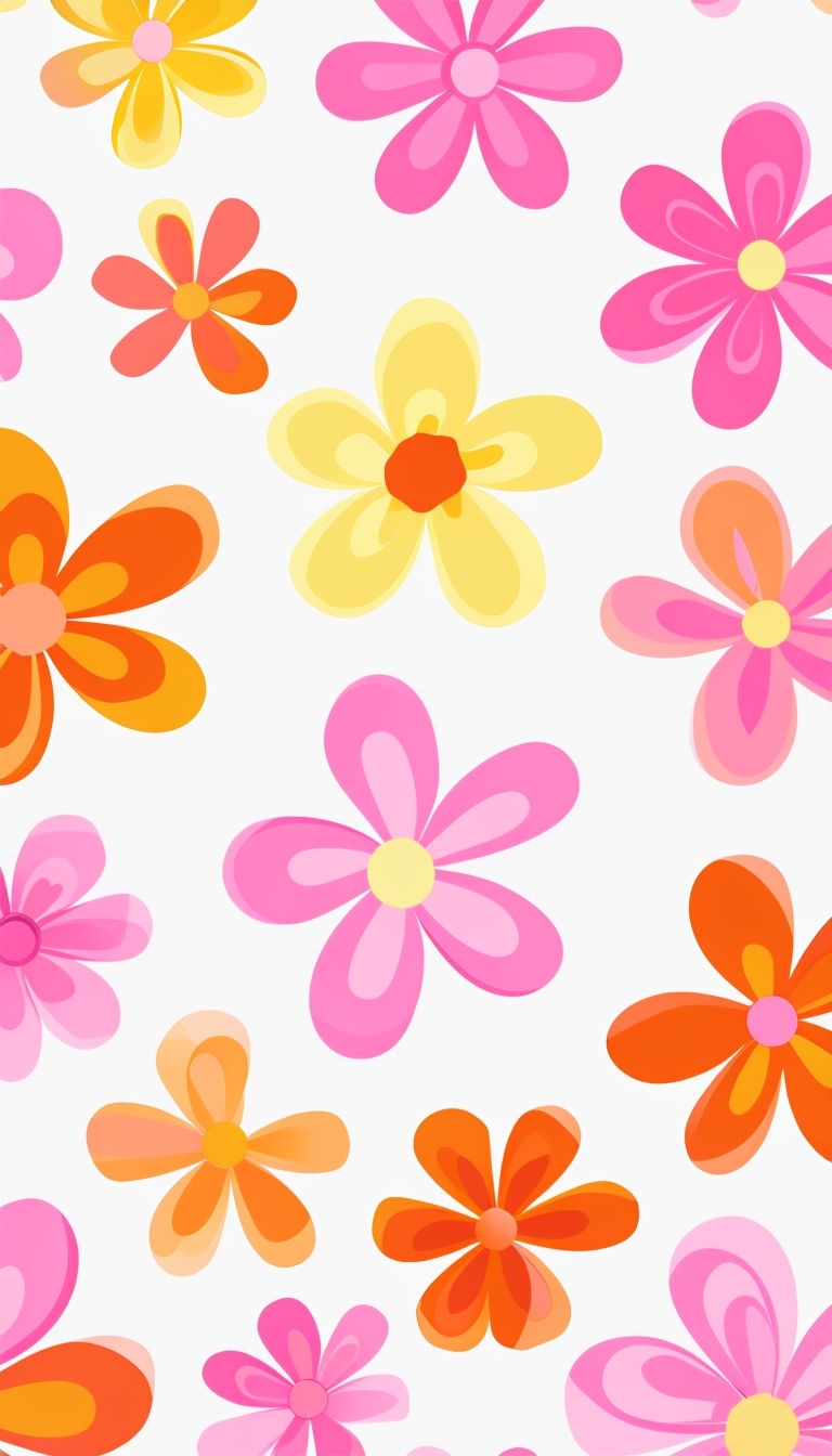 Vibrant Floral Pattern Design on White Background Phone Case Cover