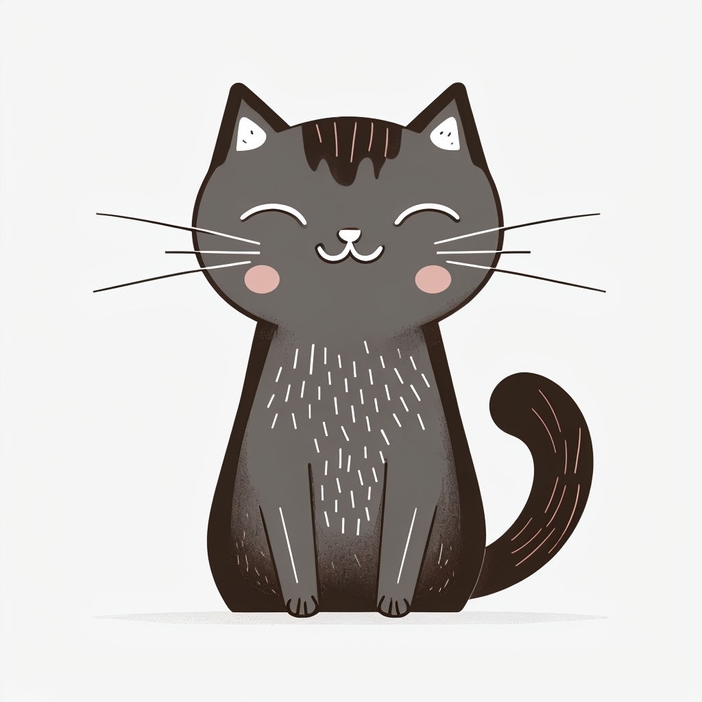 Minimalist Cute Content Cat Illustration T-Shirt