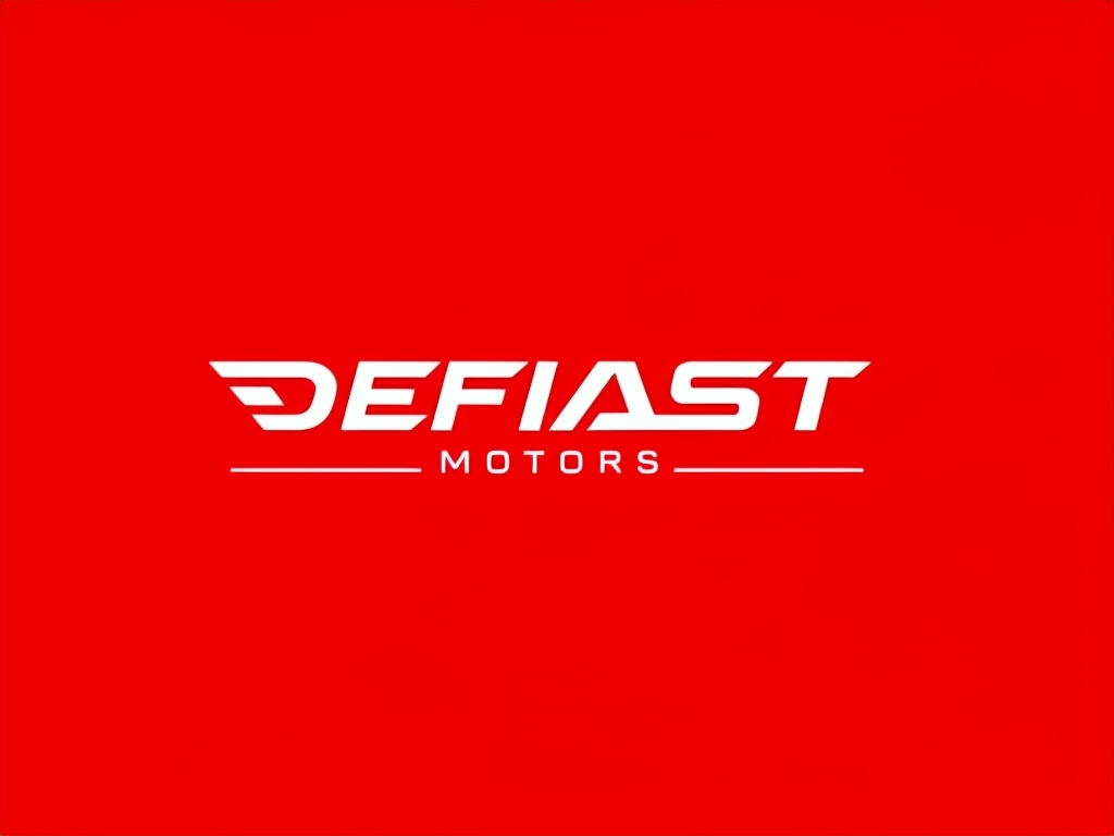 Modern Minimalist DEFIAST MOTORS Logo on Vibrant Red Background Logo