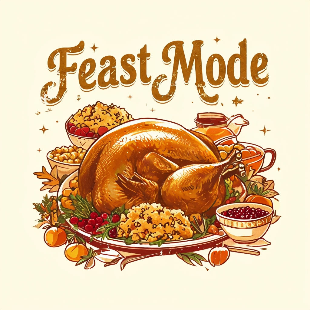 Thanksgiving Feast Mode Retro Dinner Graphic Art Poster