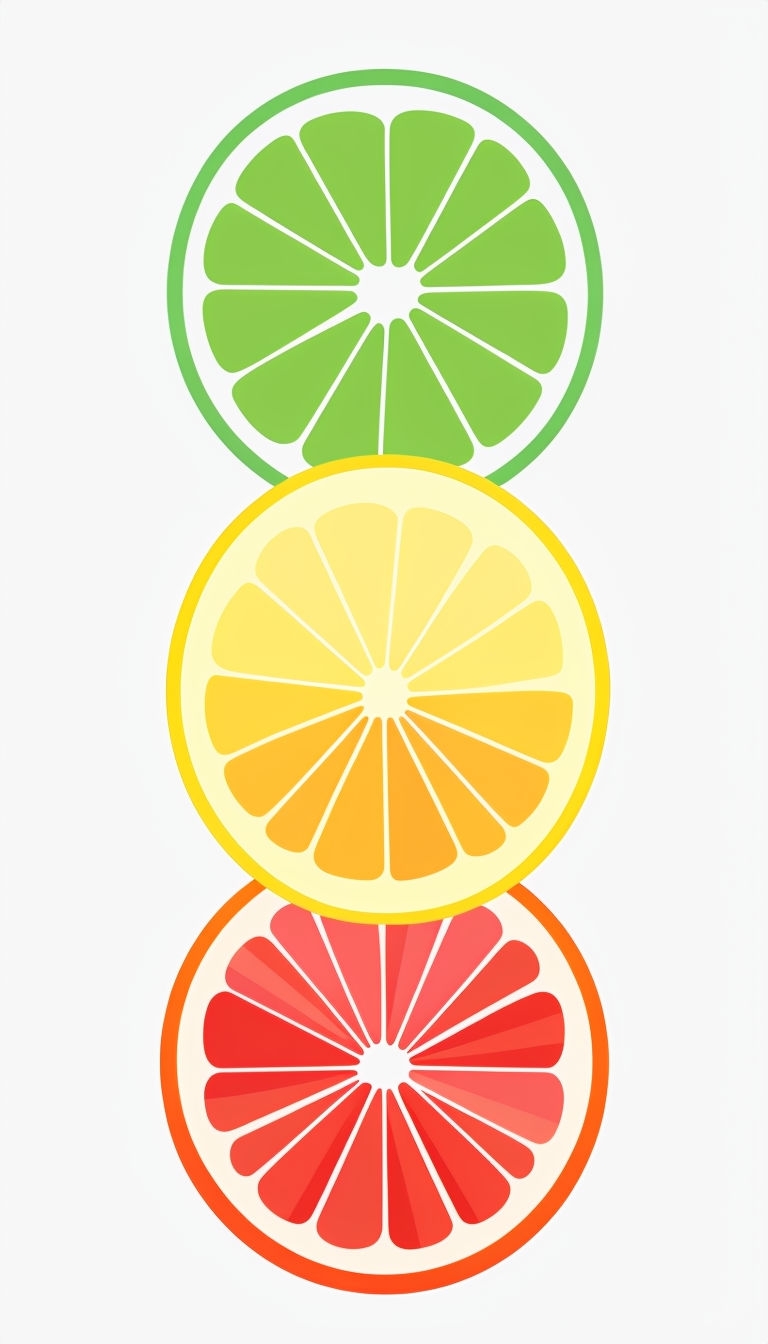 Colorful Citrus Slices Minimalist Illustration Mobile Wallpaper