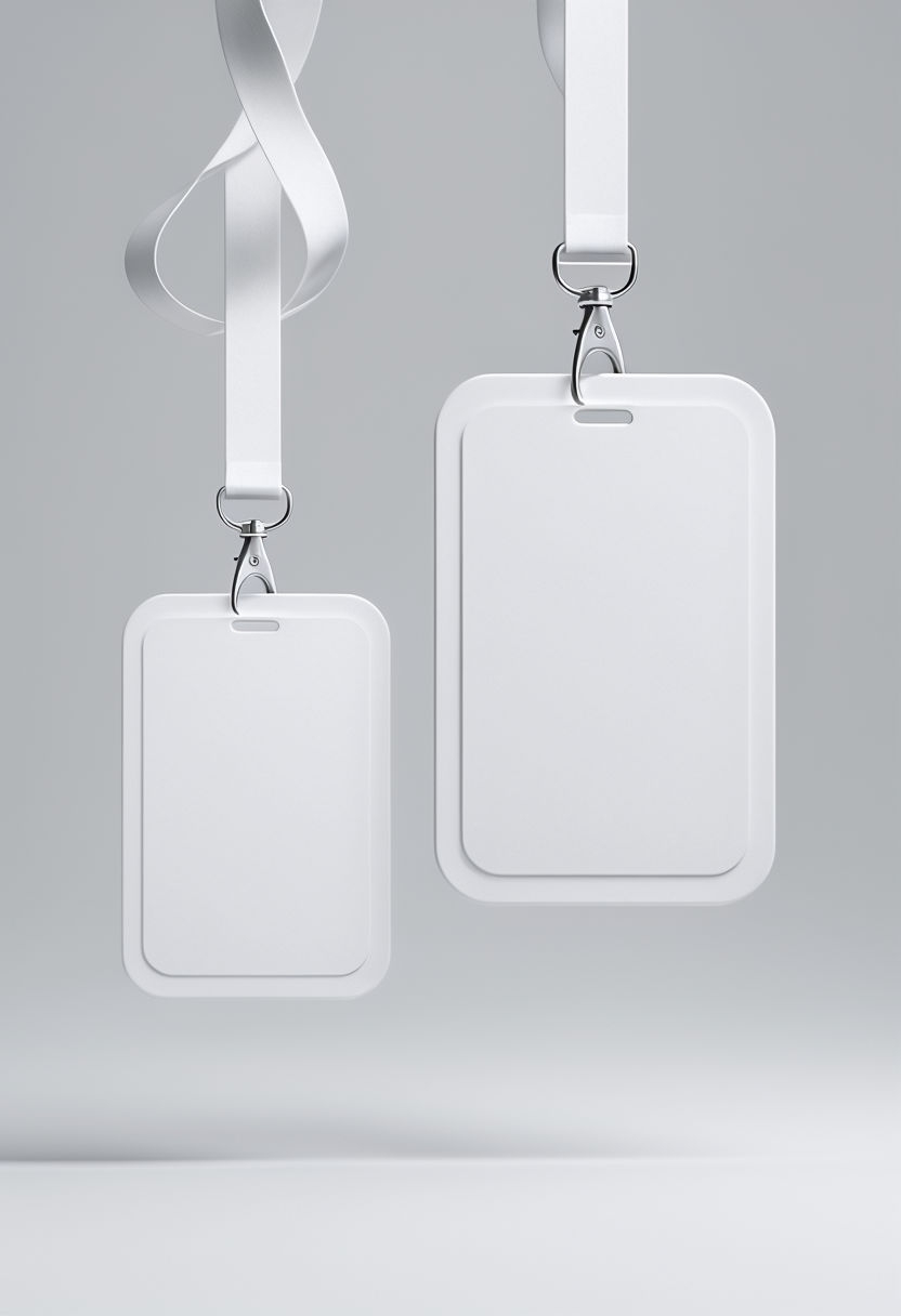 Minimalist White Identification Badges Mockup