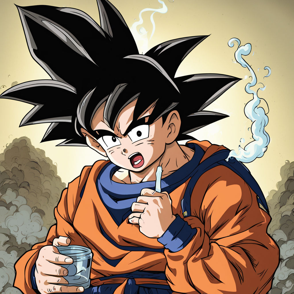 Goku smoking out of a bong. by Tomas Posada - Playground