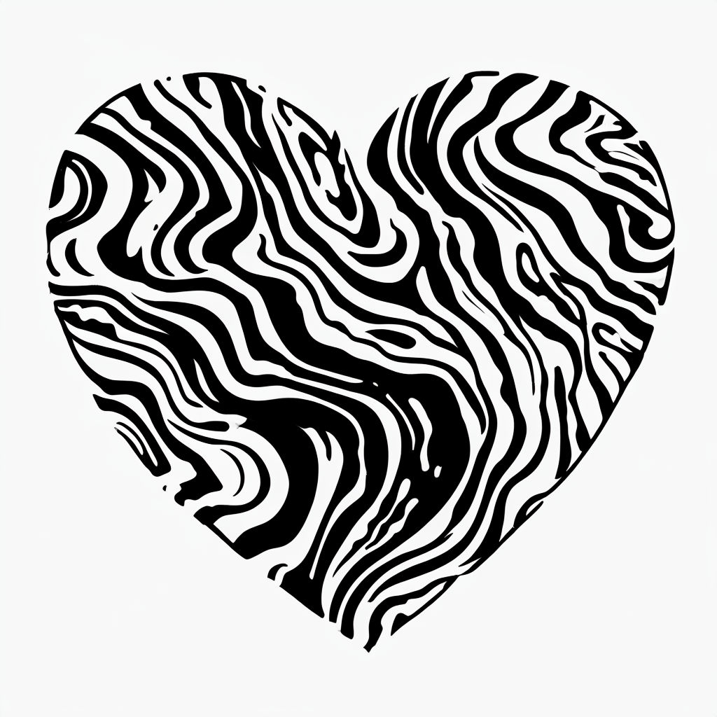 Intricate Black Abstract Heart Design for Artistic Expression T-shirt