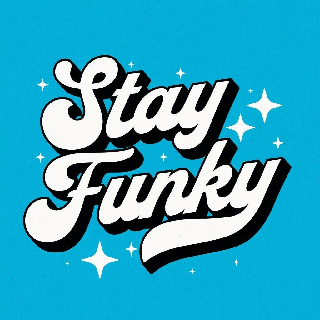 Stay Funky Retro Typography with Stars Graphic Poster