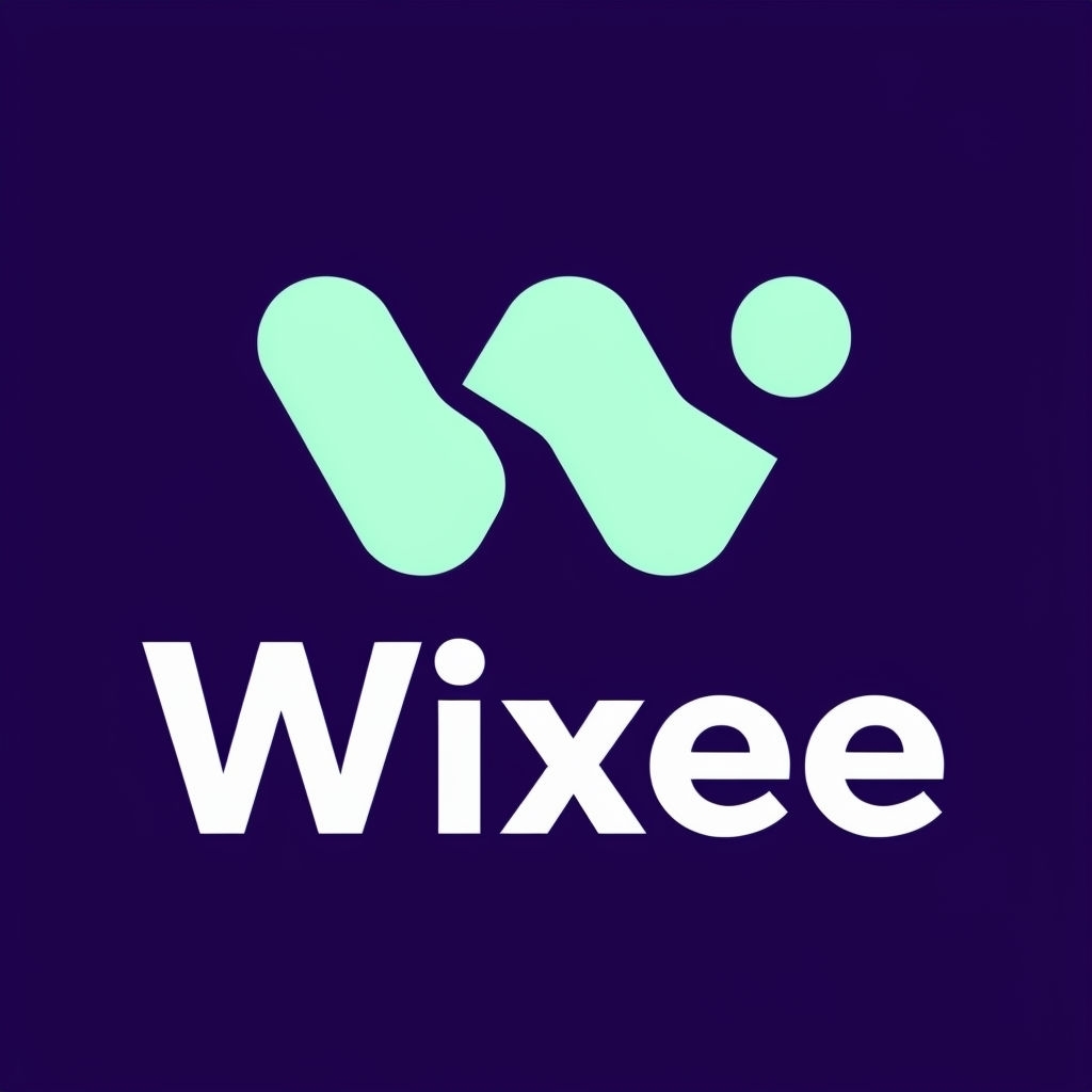 Modern Minimalist Wixee Logo Design on Dark Purple Background