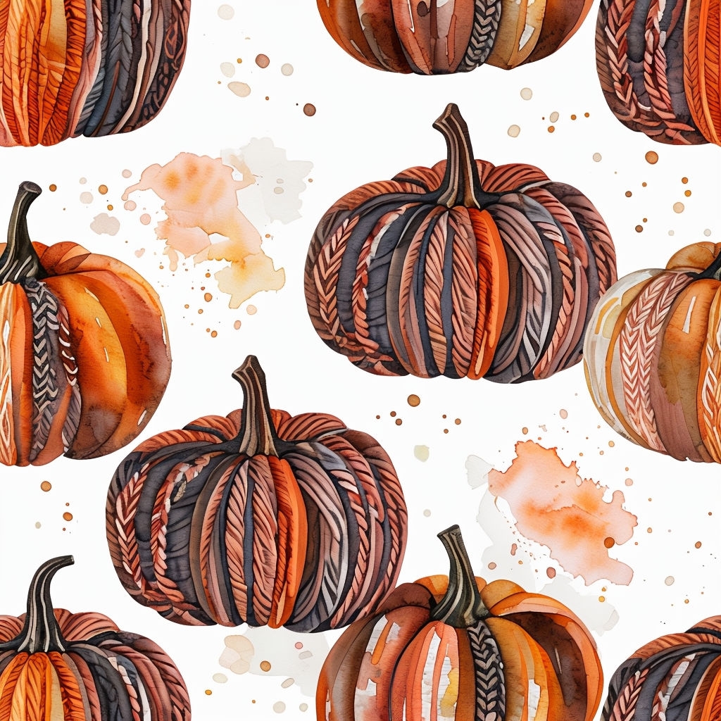 Whimsical Watercolor Pumpkin Seamless Pattern Design