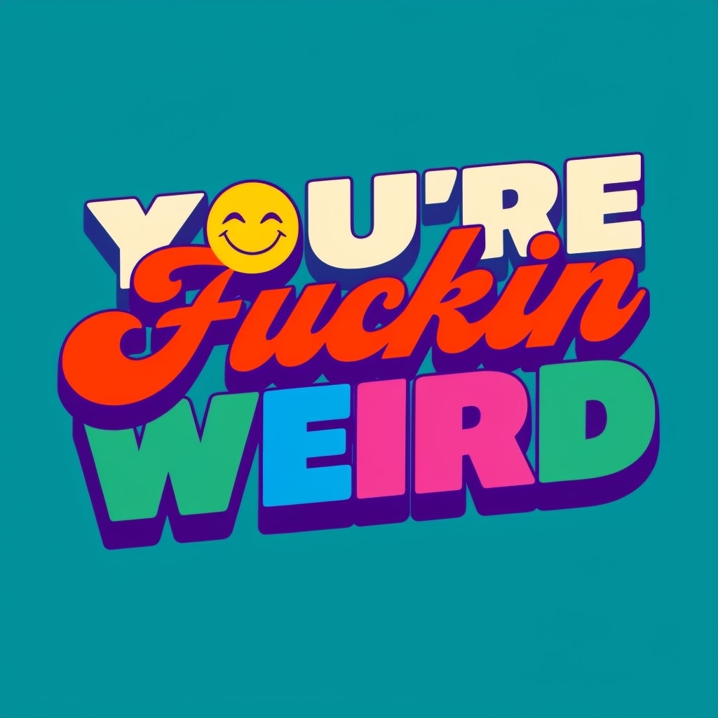 Playful Colorful YOU'RE Fuckin WEIRD Typography Sticker
