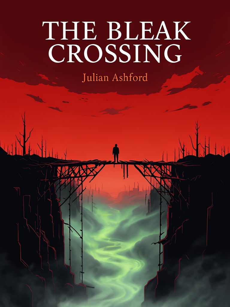 The Bleak Crossing Eerie Bridge and Chasm Digital Illustration EBook Cover