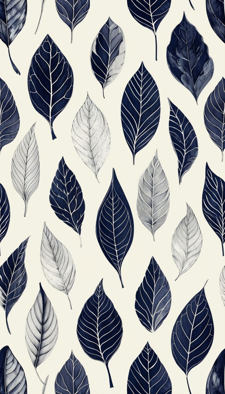 Monochromatic Intricate Leaf Pattern Phone Case Design