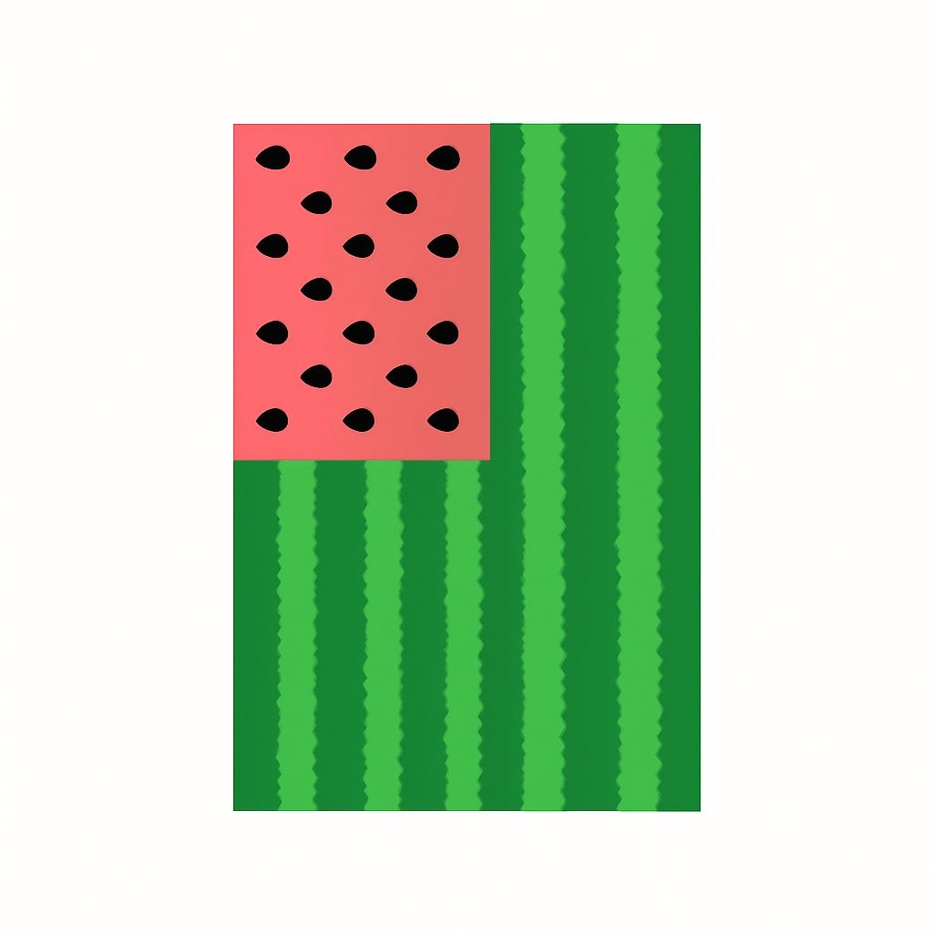 Vibrant Watermelon Illustration with Rind and Flesh Design Sticker